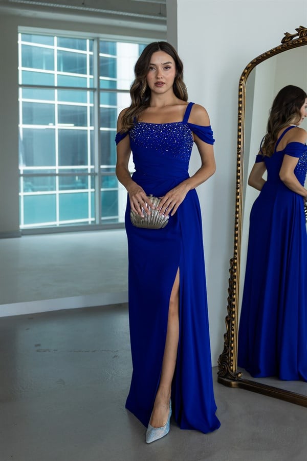 Göğüs Taş Detaylı Abiye - SAKS