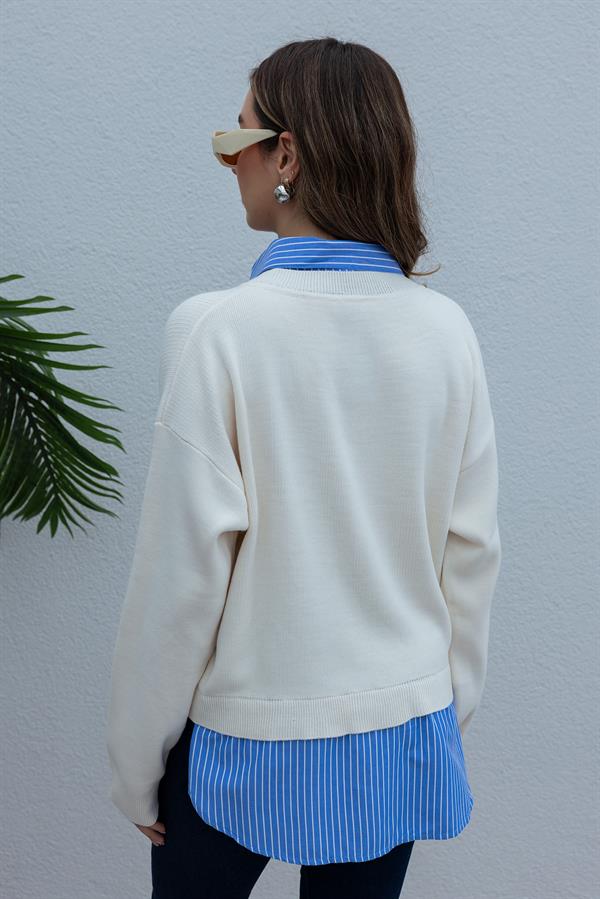 Gömlek Detay Triko - BEYAZ