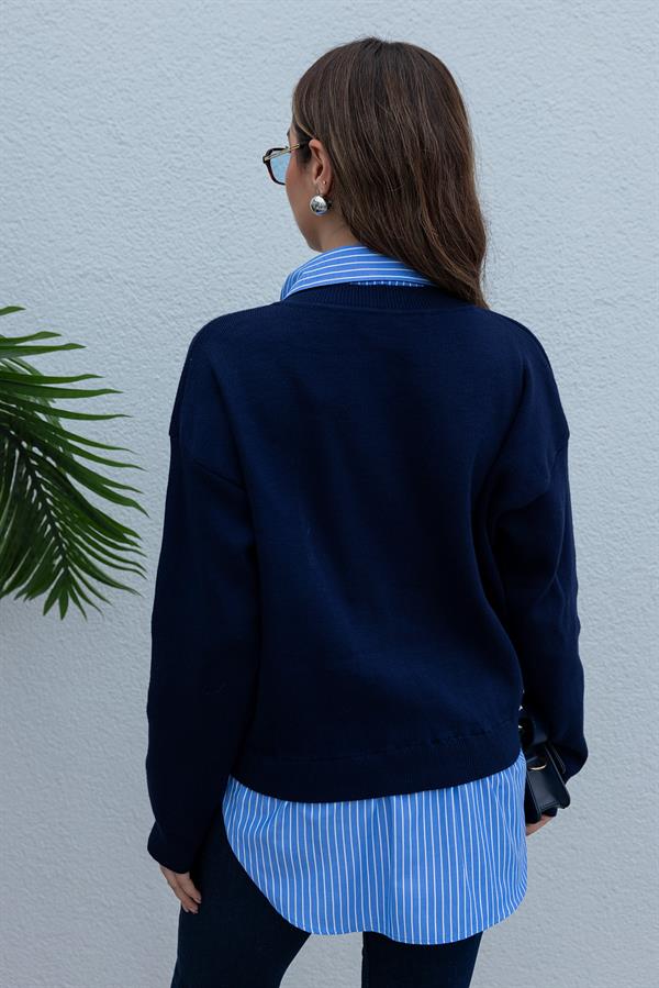 Gömlek Detay Triko - LACİVERT