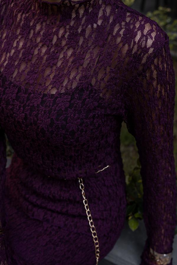 Güpürlü Dantel Takım - BORDO