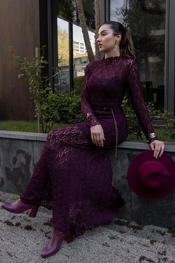 Güpürlü Dantel Takım - BORDO
