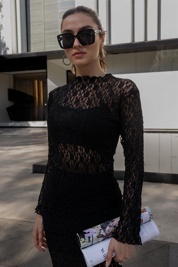 Güpürlü Dantel Takım - SİYAH