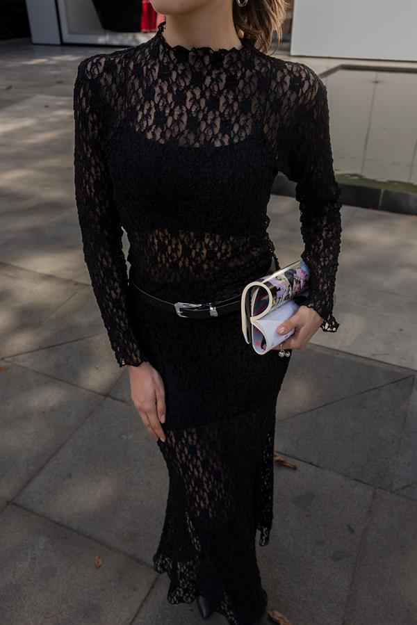 Güpürlü Dantel Takım - SİYAH