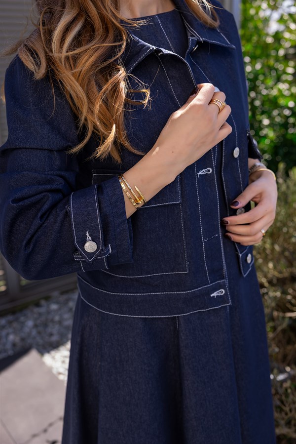 İkili Denim Takım - LACİVERT