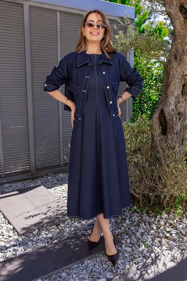 İkili Denim Takım - LACİVERT