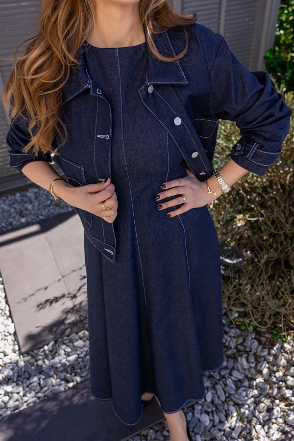 İkili Denim Takım - LACİVERT