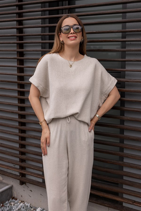 İkili Keten Takım - TAŞ