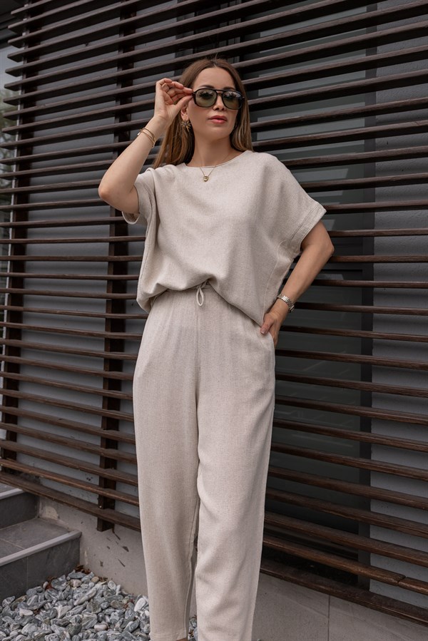 İkili Keten Takım - TAŞ