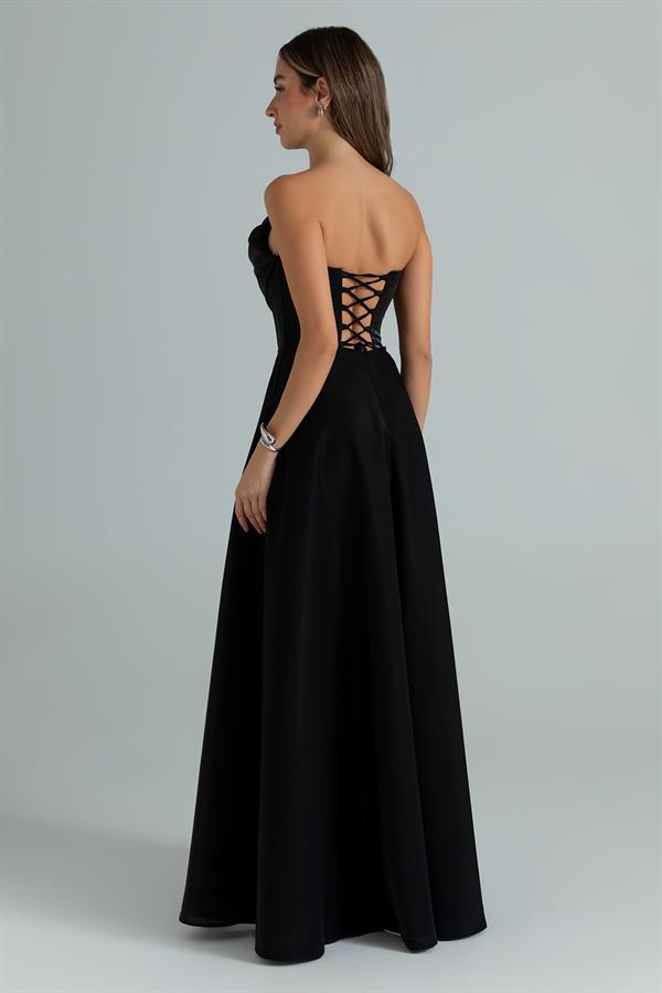 İncili Organze Abiye - SİYAH