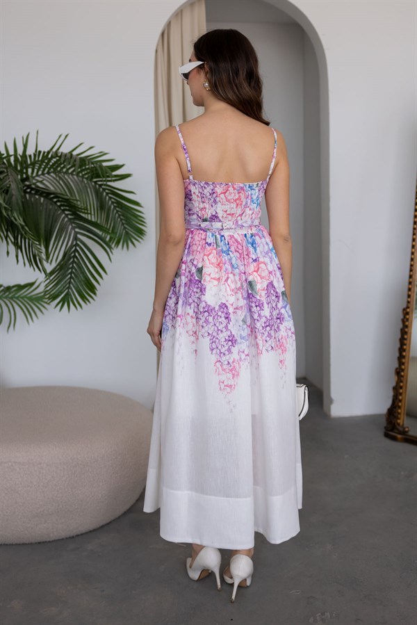 İp Askılı Çiçekli Elbise - LİLA