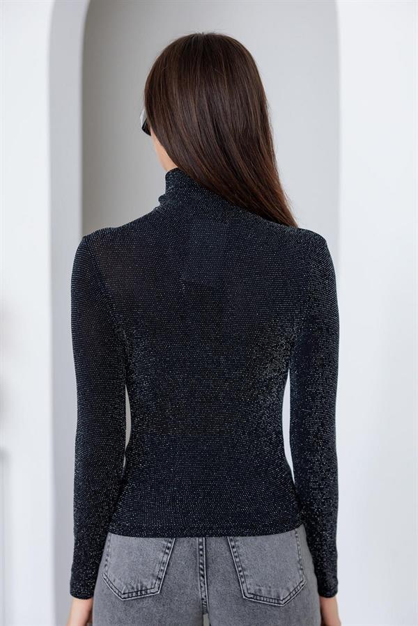Işıltılı Bluz - SİYAH