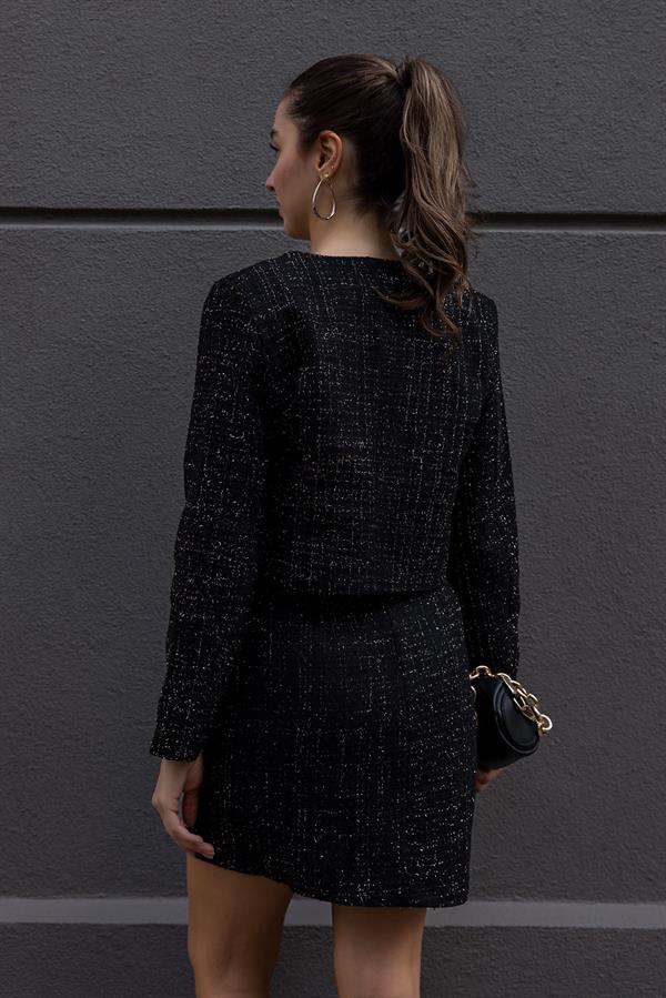 İşlemeli Tüvit Takım - SİYAH