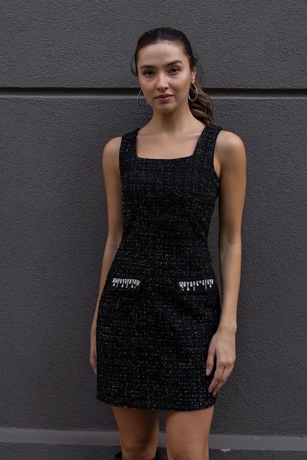 İşlemeli Tüvit Takım - SİYAH