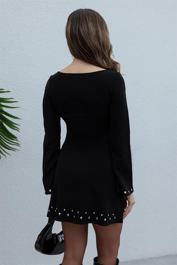 İspanyol Kola Elbise - SİYAH