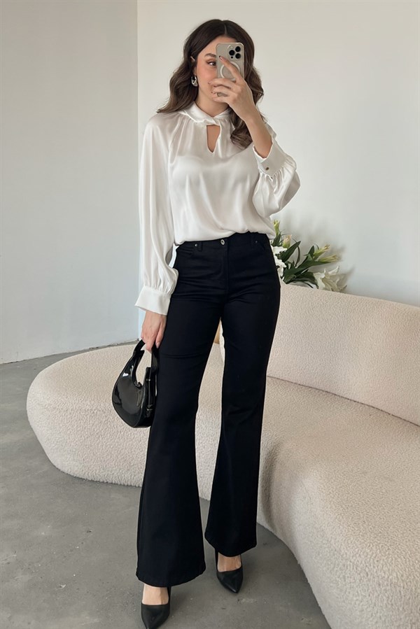 İspanyol Paça jean - SİYAH