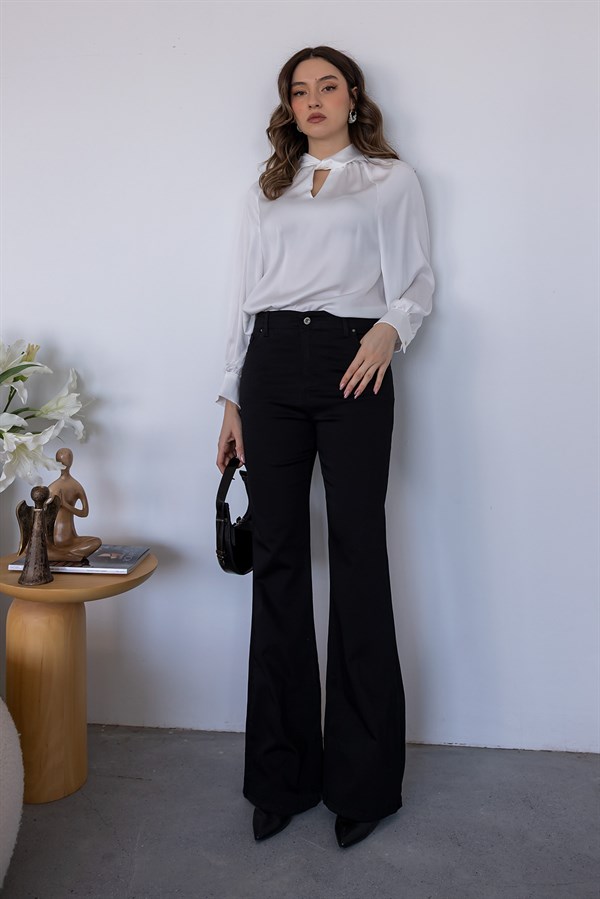 İspanyol Paça jean - SİYAH