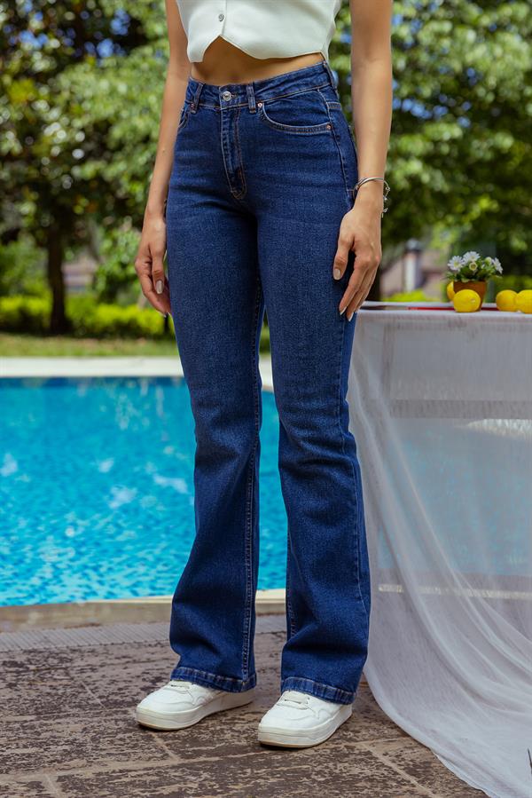İspanyol Paça Likralı Jean - LACİVERT