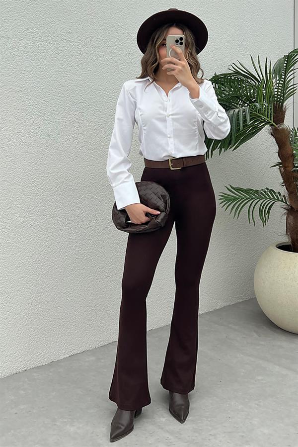 İspanyol Paçalı Tayt - KAHVERENGİ