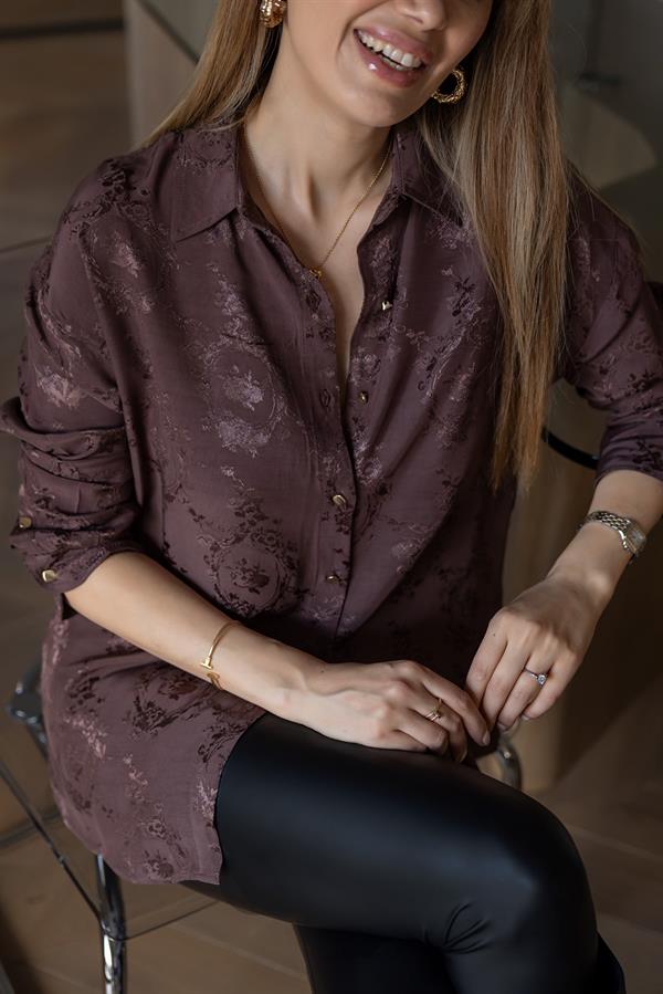 Jakarlı Gömlek - KAHVERENGİ