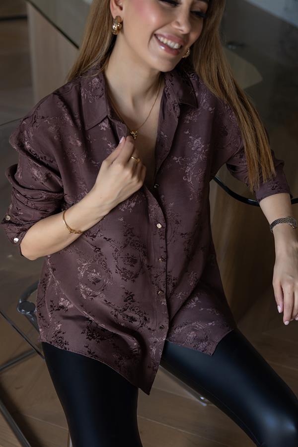 Jakarlı Gömlek - KAHVERENGİ