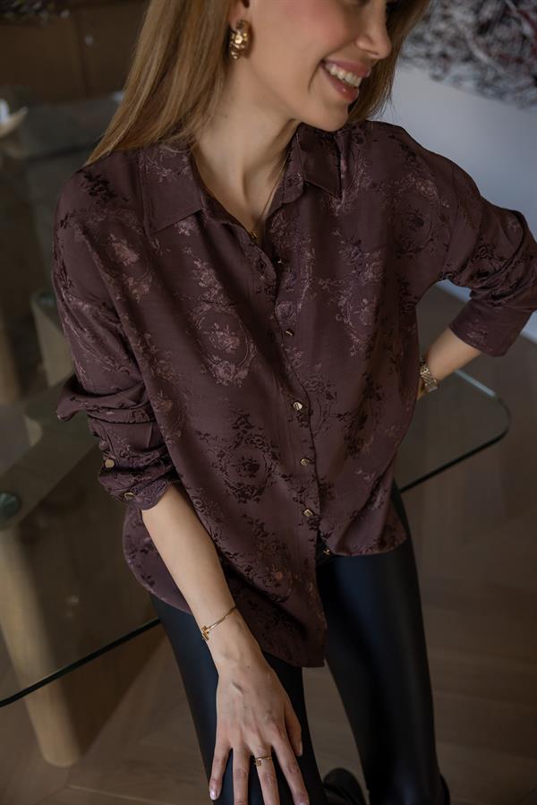Jakarlı Gömlek - KAHVERENGİ