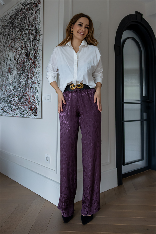 Jakarlı Saten Pantolon - MÜRDÜM