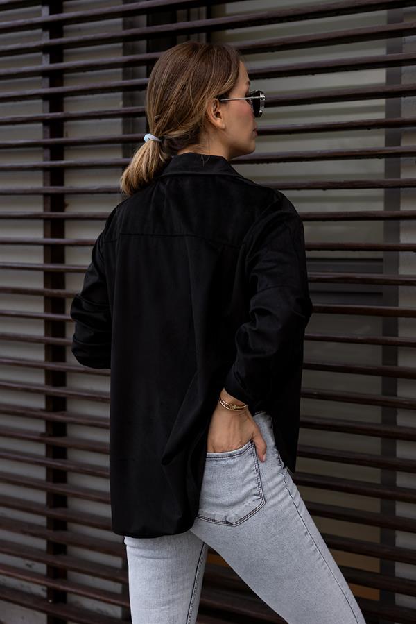 Kadife Gömlek - SİYAH
