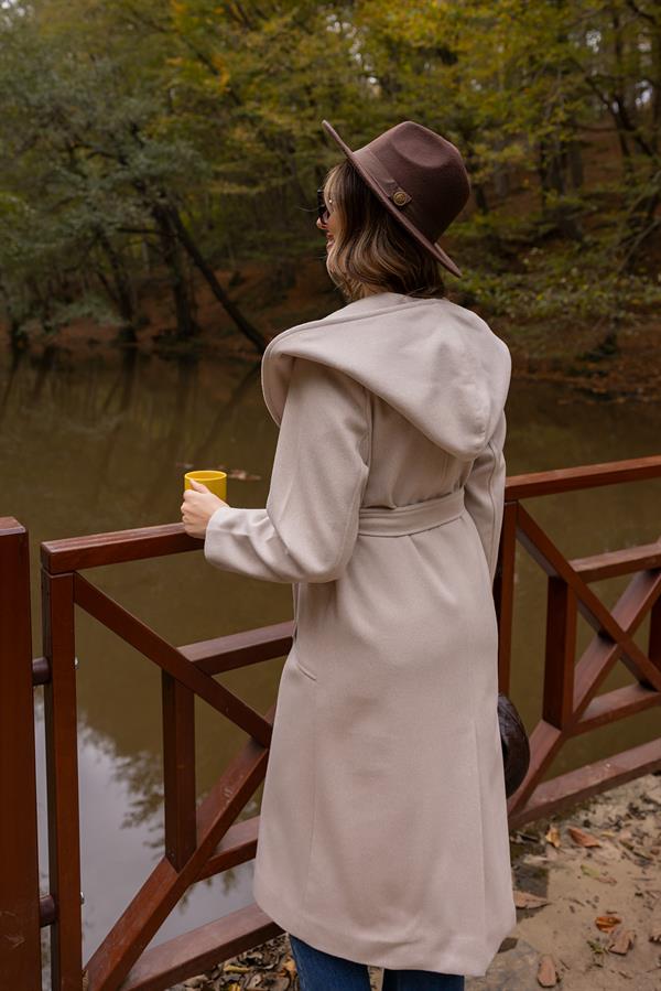 Kapüşonlu Kaşe Kaban - TAŞ