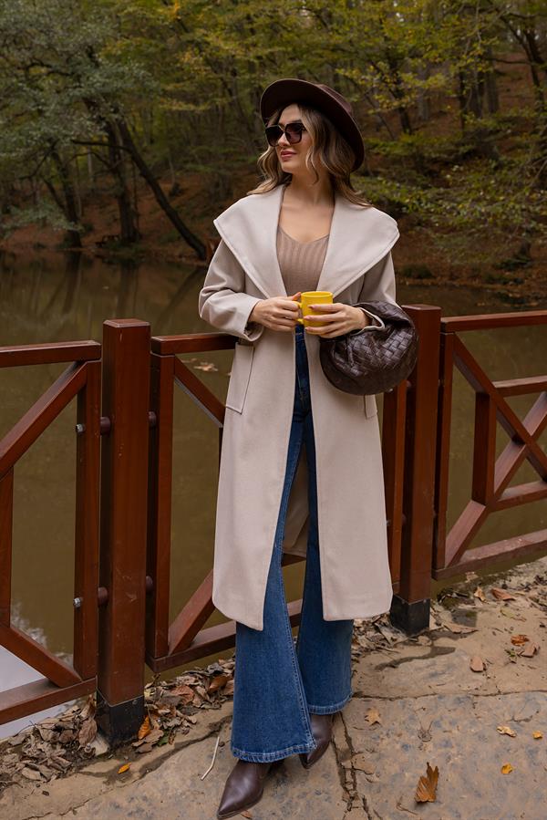 Kapüşonlu Kaşe Kaban - TAŞ