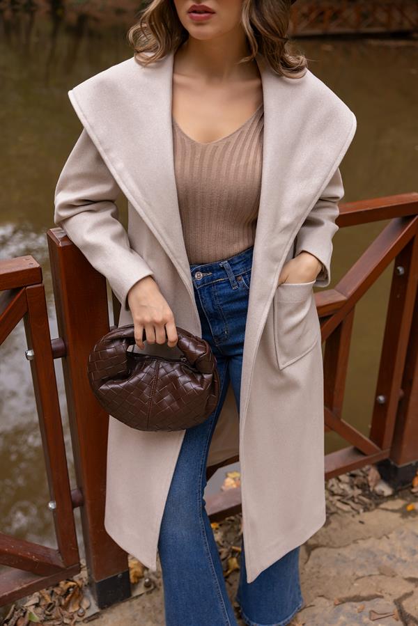 Kapüşonlu Kaşe Kaban - TAŞ