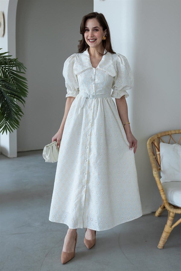 Kemerli Brode Elbise - BEJ