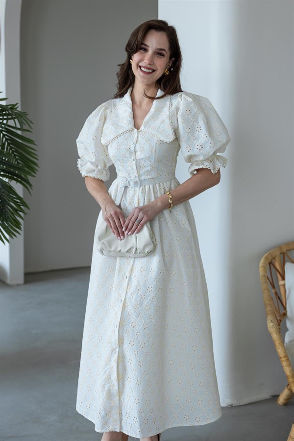 Kemerli Brode Elbise - BEJ