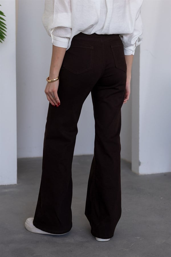 Kemerli Jean Pantolon - KAHVERENGİ