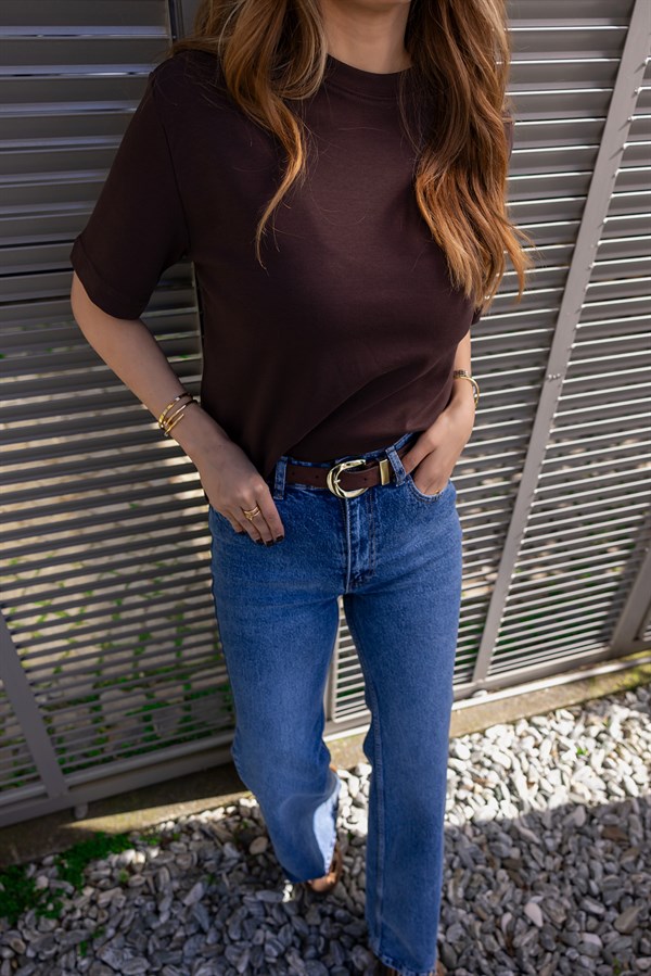 Kemerli Jean Pantolon - MAVİ