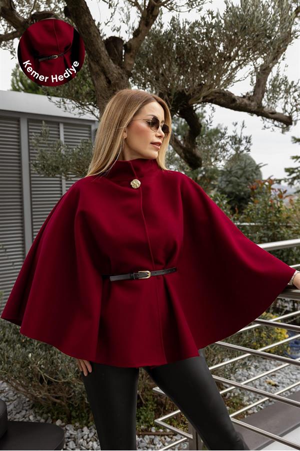 Kemerli Kaşe Panço - BORDO