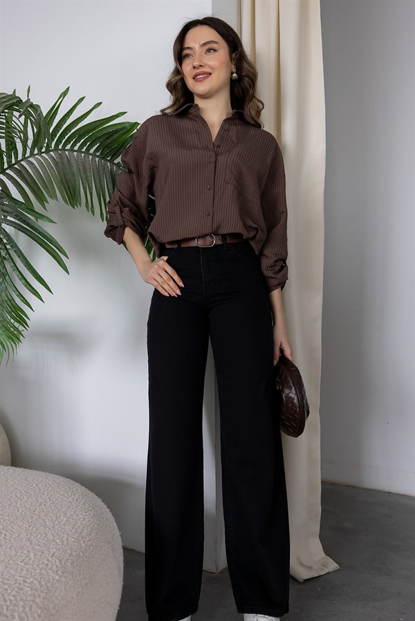 Kemerli Mom Jean - SİYAH