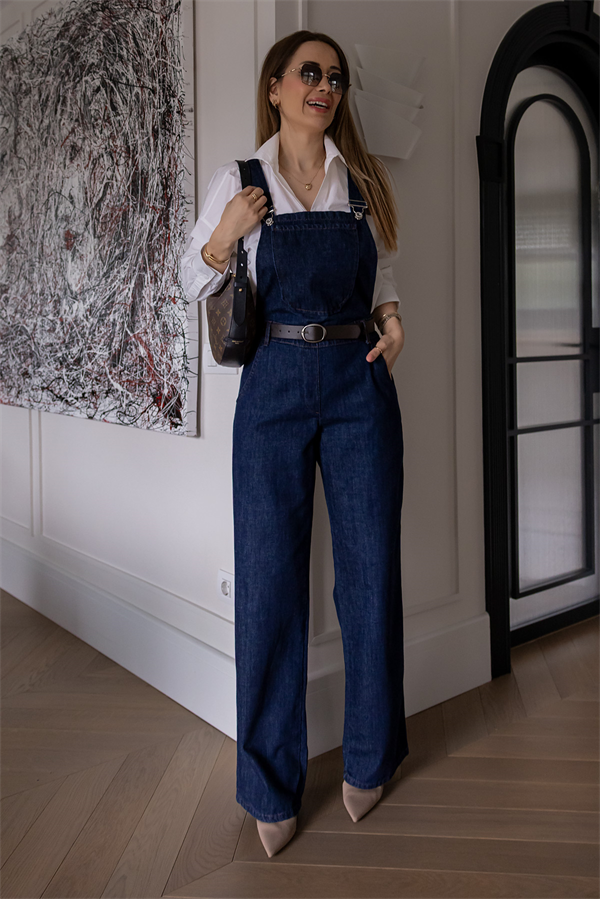 Denim Kemerli Salopet Tulum - LACİVERT