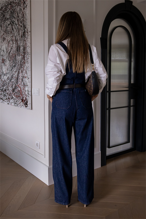 Denim Kemerli Salopet Tulum - LACİVERT