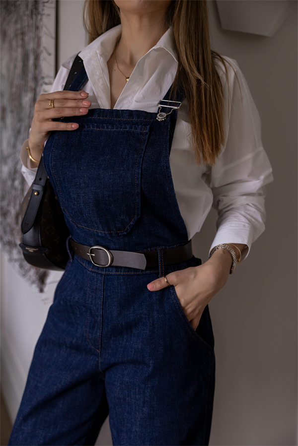 Denim Kemerli Salopet Tulum - LACİVERT