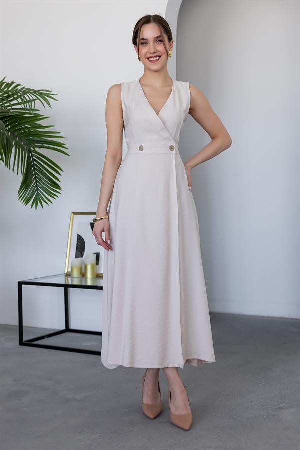 Keten Anvelop Elbise - TAŞ