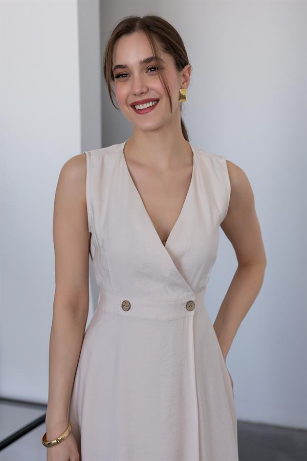 Keten Anvelop Elbise - TAŞ