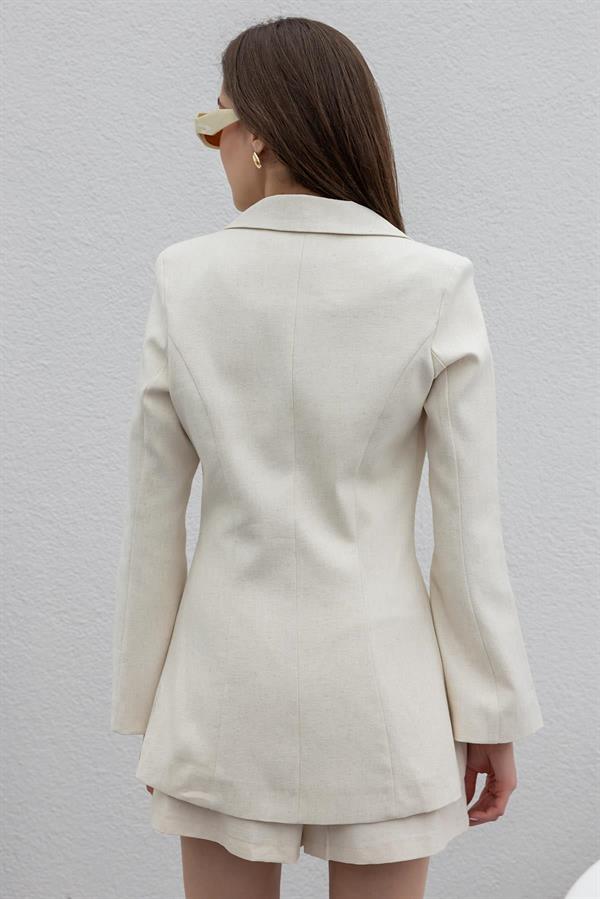 Keten Ceket Şort Takım - TAŞ