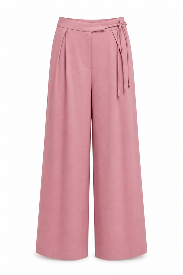 Keten Palazzo Pantolon - PEMBE