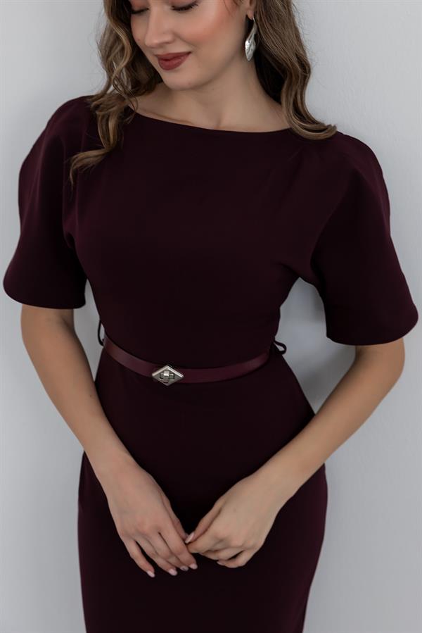 Kol Detay Kemerli Elbise - MÜRDÜM