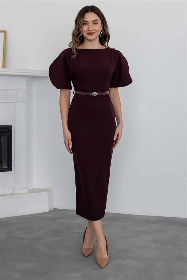 Kol Detay Kemerli Elbise - MÜRDÜM