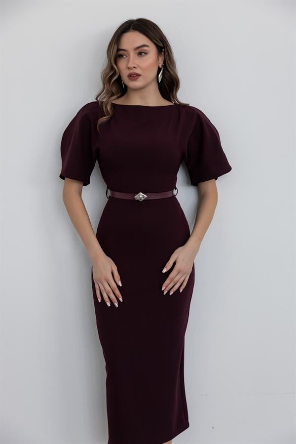 Kol Detay Kemerli Elbise - MÜRDÜM
