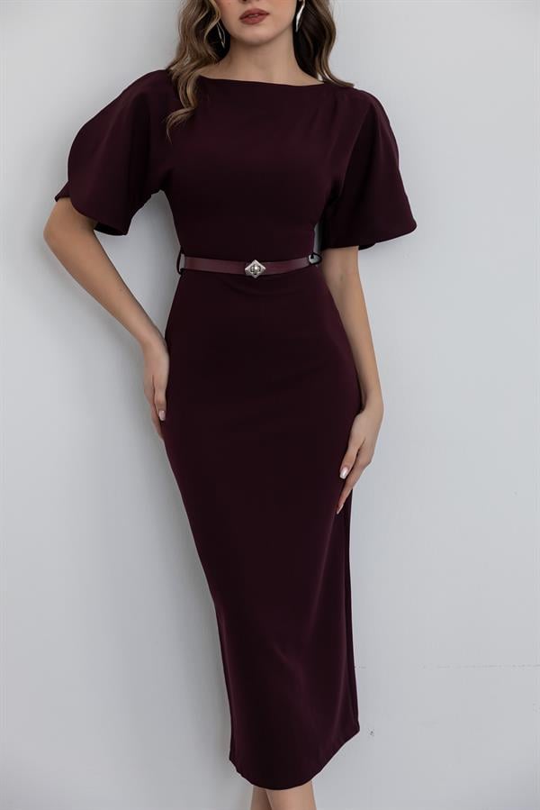 Kol Detay Kemerli Elbise - MÜRDÜM