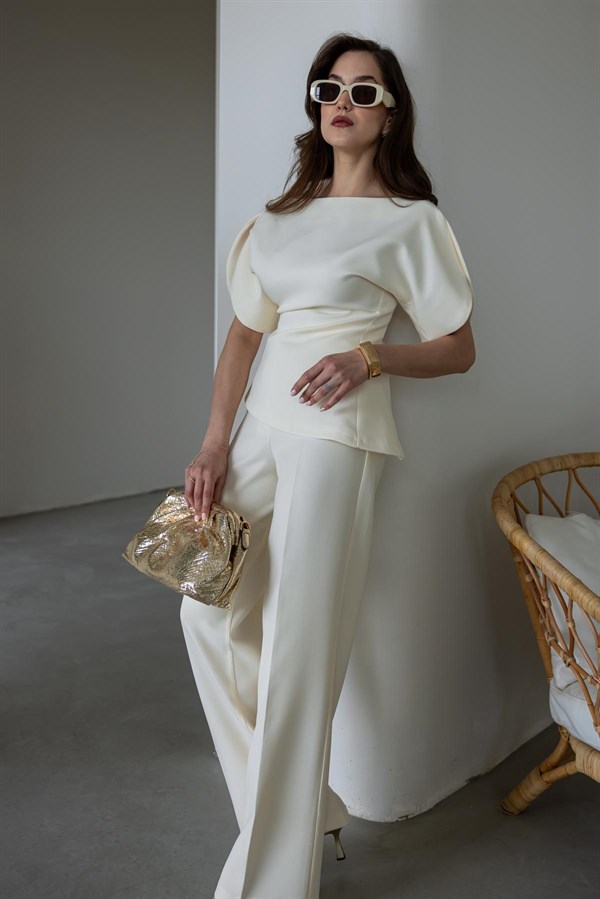 Kol Detaylı İkili Takım - KREM