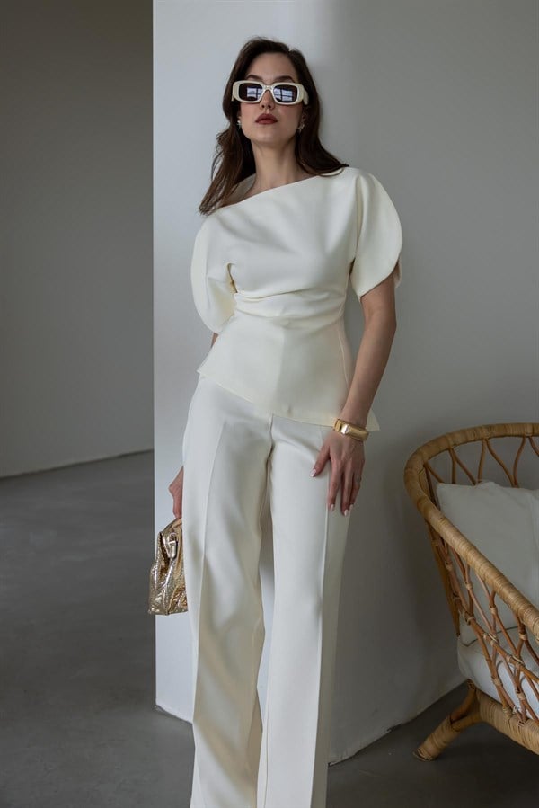 Kol Detaylı İkili Takım - KREM