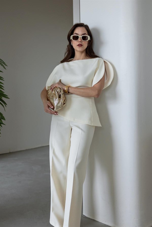 Kol Detaylı İkili Takım - KREM